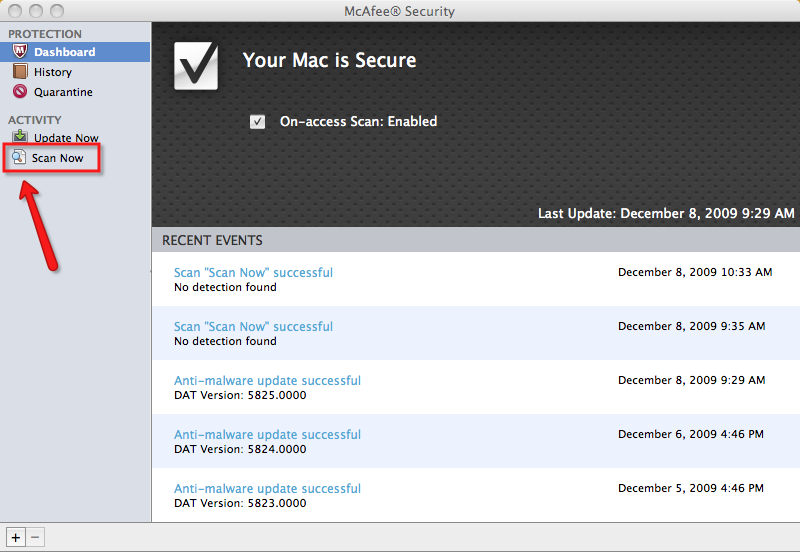 McAfee Security Mac scan